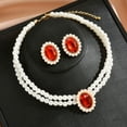 thumbnail image 2 of Sunyuer Pearl Necklace Jewelry Set Wedding Pearls Earrings Necklaces Set Bridal Crystal Jewelry for Women, 2 of 5