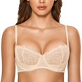 thumbnail image 1 of Sostén DOBREVA con Encaje Push Up Transparente Balconette con Aros 38C Beige, 1 of 4