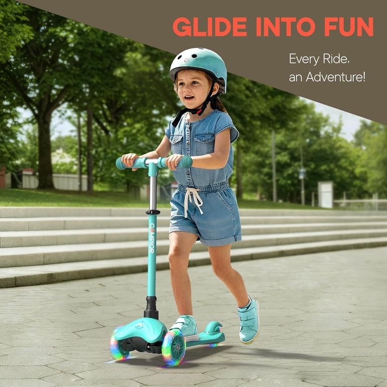 3 Wheel Kids Scooter With Light-Up Wheels - Adjustable Height Lean-to-Steer For Toddlers & Children Ages 3-10