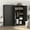1-2 Shelves + Black + Bedroom + Adjustable Shelves + Modern + Metal, variant on Gray Steel Lockable Large Capacity Wardrobe with Hanging Rod & Shelves for Bedroom, Living Room & Laundry