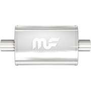 MagnaFlow 4in x 9in Oval Center/Center Performance Muffler Exhaust 11216 - Straight-Through 2.5in Inlet/Outlet Diameter 20in Overall Length Satin Finish - Classic Deep Exhaust Sound