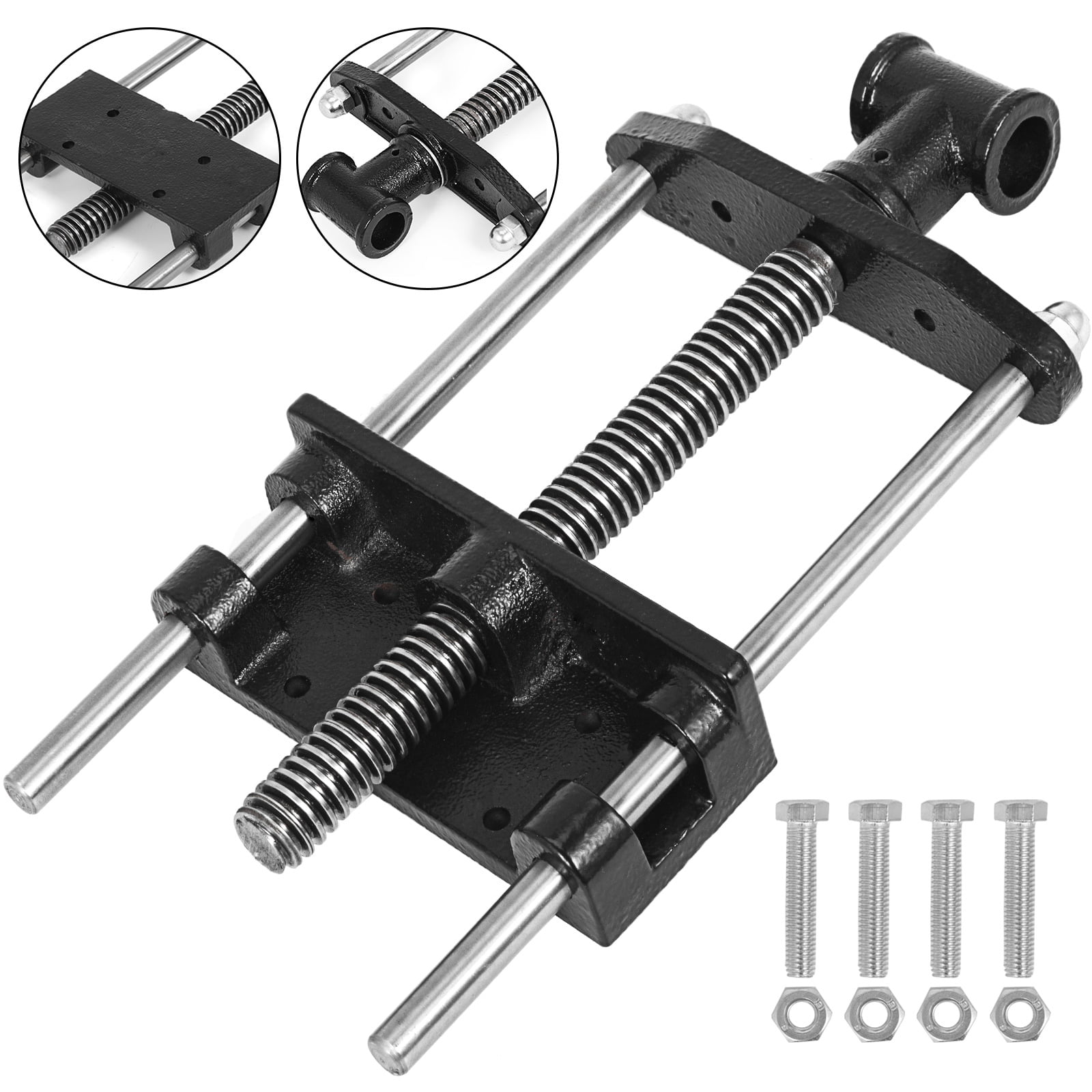 Vice Woodworking 8'' Clamp Jaws Cast Iron Body Screw Handle Chrome Plated Steel 