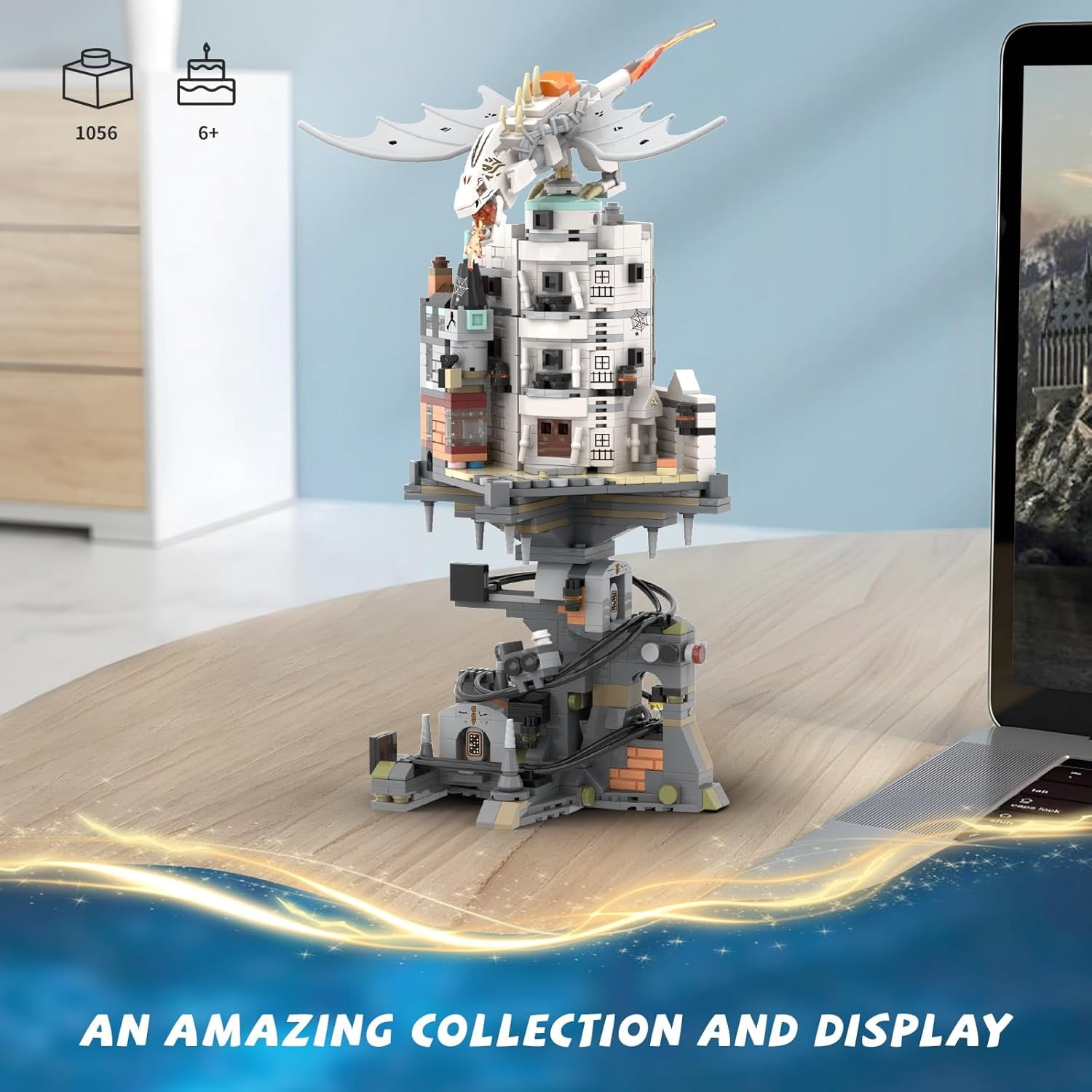 GZBrick Harry Castle Wizarding Bank Building Sets Dragon Castle Architecture for Adults Compatible with Lego