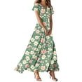 thumbnail image 2 of Awdenio Womens Summer Wrap V Neck Casual Dresses Floral Short Sleeve A-Line Midi Sundress, 2 of 4
