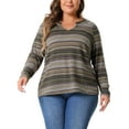 thumbnail image 1 of Agnes Orinda Blusas Casuales de Talla Grande para Mujeres, Camiseta de Manga Larga, Blusas con Cuello en V, Túnicas de Otoño Invierno 2X Verde, 1 of 6