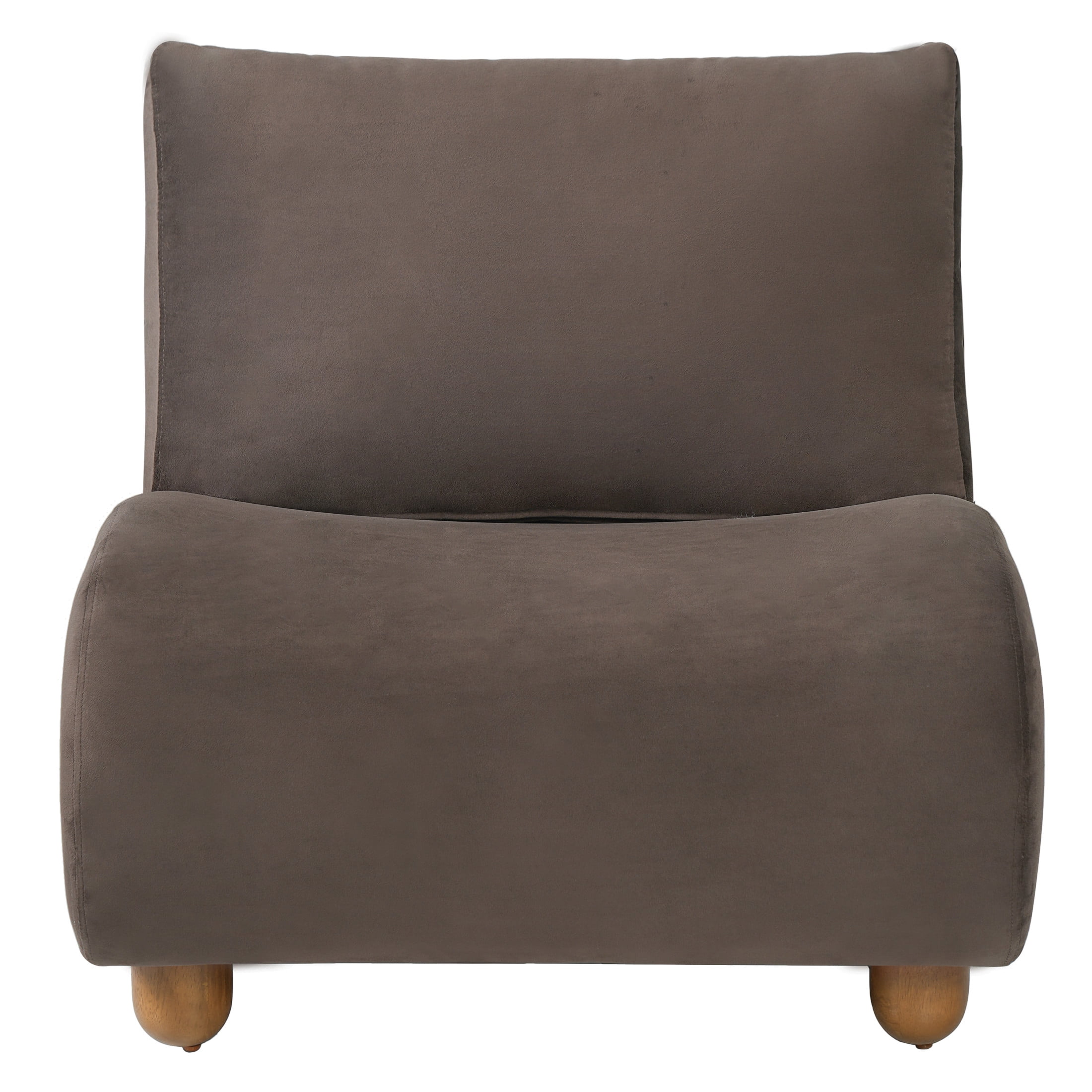 Christopher Knight Home 30.1" Modern Curved Accent Chair, Velvet Upholstered with Wood Legs, Dark Brown, Set of 2