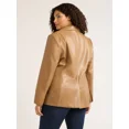 thumbnail image 2 of Sofia Jeans Women's and Women's Plus Size Faux Leather Single Breasted Blazer, Sizes XS-5X, 2 of 3
