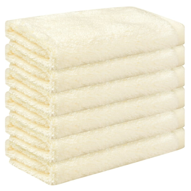 REGALWOVEN 6 Paquete de Toallas de Mano de Algodón, Paños de Cara Sólidos, Toalla Absorbente y de Secado Rápido para Baño Amarillo Claro 13" x 13"