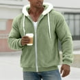 thumbnail image 2 of YLSDY Fleece Jacket for Men Fuzzy Warm Winter Coats Full Zip Sherpa Jacket Oversized Hooded Jackets Fluffy Coat with Pockets Green XL, 2 of 6
