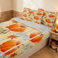 thumbnail image 2 of Erosebridal Hippie Harvest Pumpkin Zipper Twin Comforter Sets with Fitted Sheet and 2 Pillowcases, Botanical Maple Leaf Zipper Bedding Set for Boys Girls, Orange Pale Yellow, Gray Reversible, 2 of 7