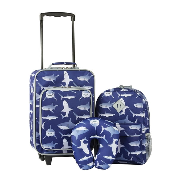 Protege 3 Piece 18" Softside Kids Luggage Set, Sharks