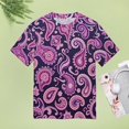 thumbnail image 5 of Paisley T-Shirt O Neck Retro Print Big Size T-Shirts Short Sleeve Tees Womens Pretty Design, 5 of 5