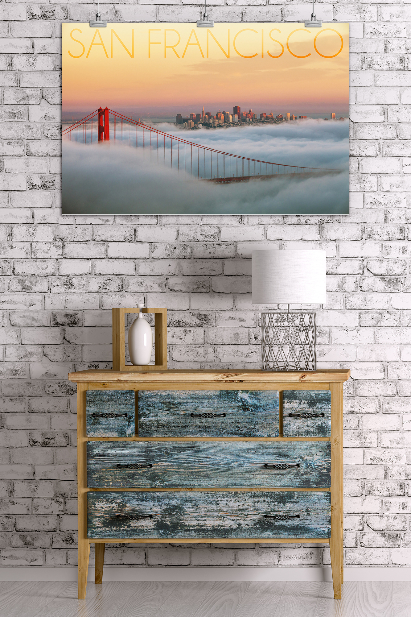 San Francisco, California, Golden Gate Bridge and Fog (24x36 Giclee Gallery Art Print, Vivid Textured Wall Decor) - image 3 of 3