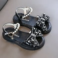 thumbnail image 2 of NOKIO Girls' Sparkly Princess Sandals Kids Princess Dressy Sandals Girls' Strappy Wedge Sandals Popular Summer Comfortable Shiny Soft Bottom Bow Princess Children Sandals, 2 of 4