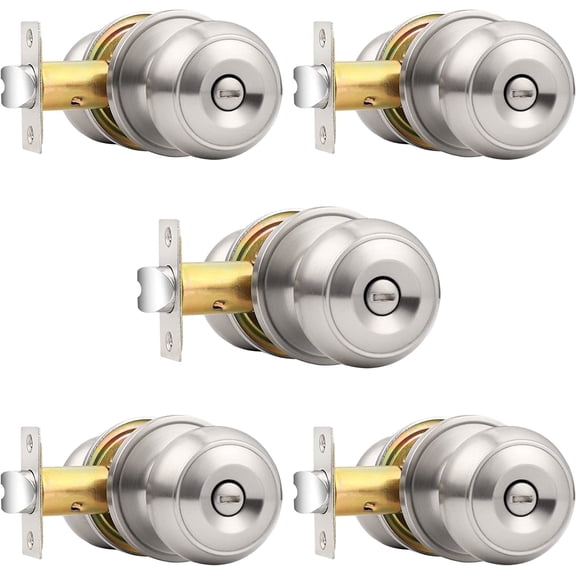 Black Door Knobs, Privacy Door Knob for Bathroom Bedroom, Interior Door Knob with Thumb Turning Locking Button, 1 Pack