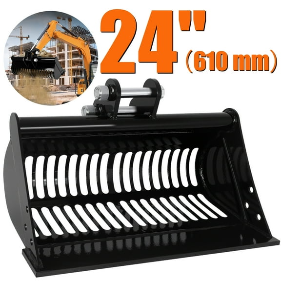Mini Excavator Screening Bucket, Excavator Attachments Soil Sieving Buckets for Small Digger, Black Filter Frame, 24 Inch Sieve Bucket, Wear-Resistant Excavator Accessory, for Agriculture