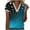 Blue, variant on Patlollav Women Tshirts Under $10, Women's Summer Tops V-Neck Lace Patchwork Printed Short Sleeve Casual Blouse S-Xxxl