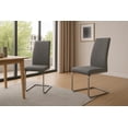 thumbnail image 3 of Mist Dark Gray Faux Leather Chrome Cantilever Dining Chairs Set of 2 Sidechairs, 3 of 7