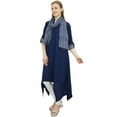 thumbnail image 1 of Bimba Kurta en Rayonne Bleu Marine pour Femme avec Foulard Ourlet Asymétrique Robe Ethnique - 8, 1 of 4