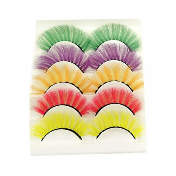 PRAETER 10PCS False Eyelash Women Eyelashes Party Cosplay Colorful Makeup Eyelash Tools