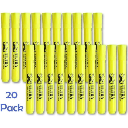 Mr. Pen- Yellow Highlighters, Tank Style Highlighter, Pack of 20, Highlighters Markers, Highlighter Pen, Yellow Fluorescent Highlighter, Chisel Tip