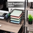 thumbnail image 3 of Mind Reader 4-Tier Paper Tray Organizer, Desktop File Sorter with Handle, Slide-Out Trays, Metal , Black, 3 of 8
