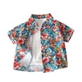 thumbnail image 2 of DAETIROS Boys 2-in-1 Quick Dry Breathable Floral Hawaiian Print Short Sleeve Button Down Summer Vacation Shirts Red,Size 5-6T, 2 of 5