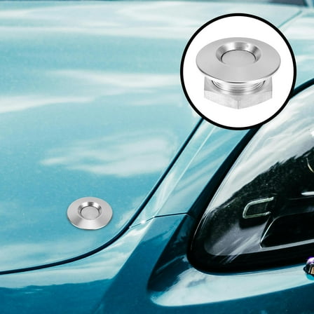 OUNONA  Push Button Hood Lock Quick Release Bumper Clips Bonnet Silver