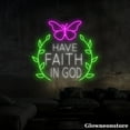 thumbnail image 4 of Glowneon Have Faith In God Neon Sign, Wreath Butterfly LED Sign, Faith Neon Light, Christian Gift, 4 of 5