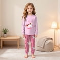 thumbnail image 2 of mgoYE Toddler Girls Pajamas 2t 3t 4t 5t 6t 7-14y Snug Fit 2-Piece Long Sleeve Printed Top Pant Sleepwear Set 5-6 Years, 2 of 9