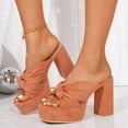 thumbnail image 2 of SACFOF Women's High Heeled Square Toe Slip On Sandals, Puffy Knot Chunky Heel Open Toe Sandals for women, Summer Party Prom Shoes, 2 of 6