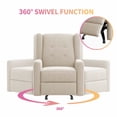 thumbnail image 3 of MUZZ Swivel Glider Push Back Recliner,Single Adjustable Reclining Chair with Breathable Durable Fabric for Living Room, Guest Room,Home Theater,Den,Office and Bedroom, Beige, 3 of 7