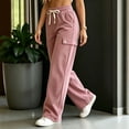 thumbnail image 5 of VBVC Women's Corduroy Drawstring Sweatpants , Baggy Ribbed Lounge Trousers For Women , Ladies' Wide Leg Casual Pants with Pockets, Pink , S-3XL, 5 of 9
