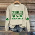 thumbnail image 4 of New & Trending!FUNUONY St Patricks Day Shirt Women's Prone to Shenanigans and Malarkey Print Sweatshirt Green Irish Four Leaves Print Casual Sweatshirt Beige L, 4 of 4