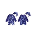 thumbnail image 2 of BemeyourBBs Toddler Baby Boy Girl One Piece Swimsuit Kids Infant Bathing Suit Long Sleeve Rash Guard Half Zipper Shark Swimwear Sunhat Set UPF 50+, 2 of 9