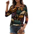 thumbnail image 5 of Halloween Shirts Women Plus Size Funny 3/4 Sleeve Tops Spooky Pumpkin Printed T Shirts Horror Round Neck Pullover Holiday Three Quarter Length Blouses, 4XL, 5 of 7