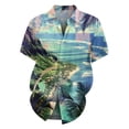thumbnail image 4 of Men's Short Sleeve Hawaiian Shirt, Loose Fit Tropical Palm Print Button Down Casual Shirt with Pocket Tropical Cuban Collar Casual Shirt, 4 of 5