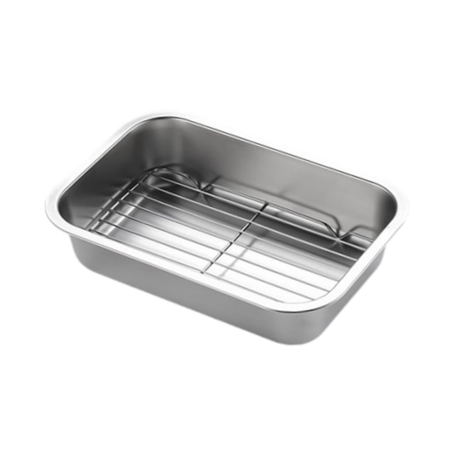 Siruishop Baking Pan with Wire Rack Plate Cooling Rack for Buffet Kitchen Home 32x22x7cm