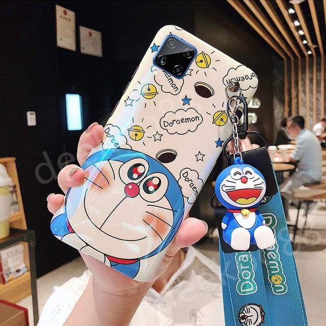 Funda Para Teléfono Samsung Galaxy M22 A03S A52s 5G Carcasa Con Correa De Mano + Para El Cuello Lindo Doraemon Muñeca Soporte De Dibujos Animados Blu-ray Blanda Para SamsungM22 SamsungA52s SamsungA03S