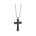 thumbnail image 2 of Mens Titanium Hammered Carbon-Fiber Reversible Cross Pendant Necklace with Ball Chain, 2 of 4