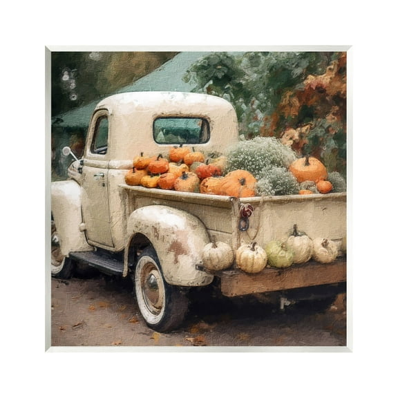 Stupell Industries Pumpkin & Gourd Truck Holiday Painting Unframed Art Print Wall Art, 12 x 12