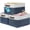 Navy Blue / Off-White, variant on Extra Large Fabric Storage Baskets for Shelves 3 Pack, 16x13in Closet Storage Bins for Shelves, Canvas Baskets for Organizing, Linen Closet Organizers, Cloth Basket, Beige/Off-White
