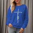 thumbnail image 6 of Women's 300g Faith Letters Round Neck Pullover Sweatshirt, 6 of 11