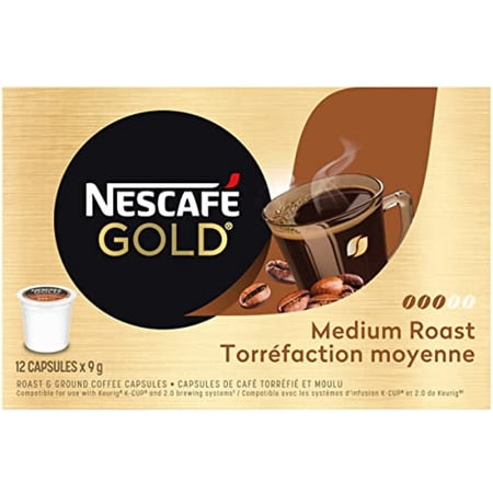 Nescafe Gold Rich & Smooth Keurig Kcup Coffee Pods Crafted With Arabica Beans, 12 Capsules {Imported From Canada}