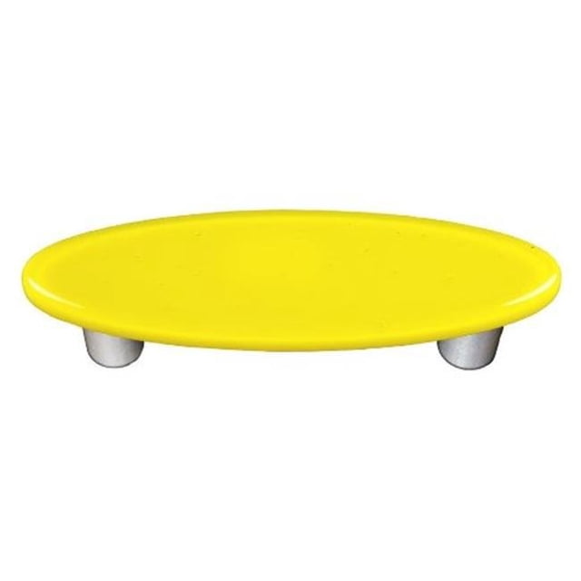 Canary Yellow Oval Glass Cabinet Pull - Aluminum Post