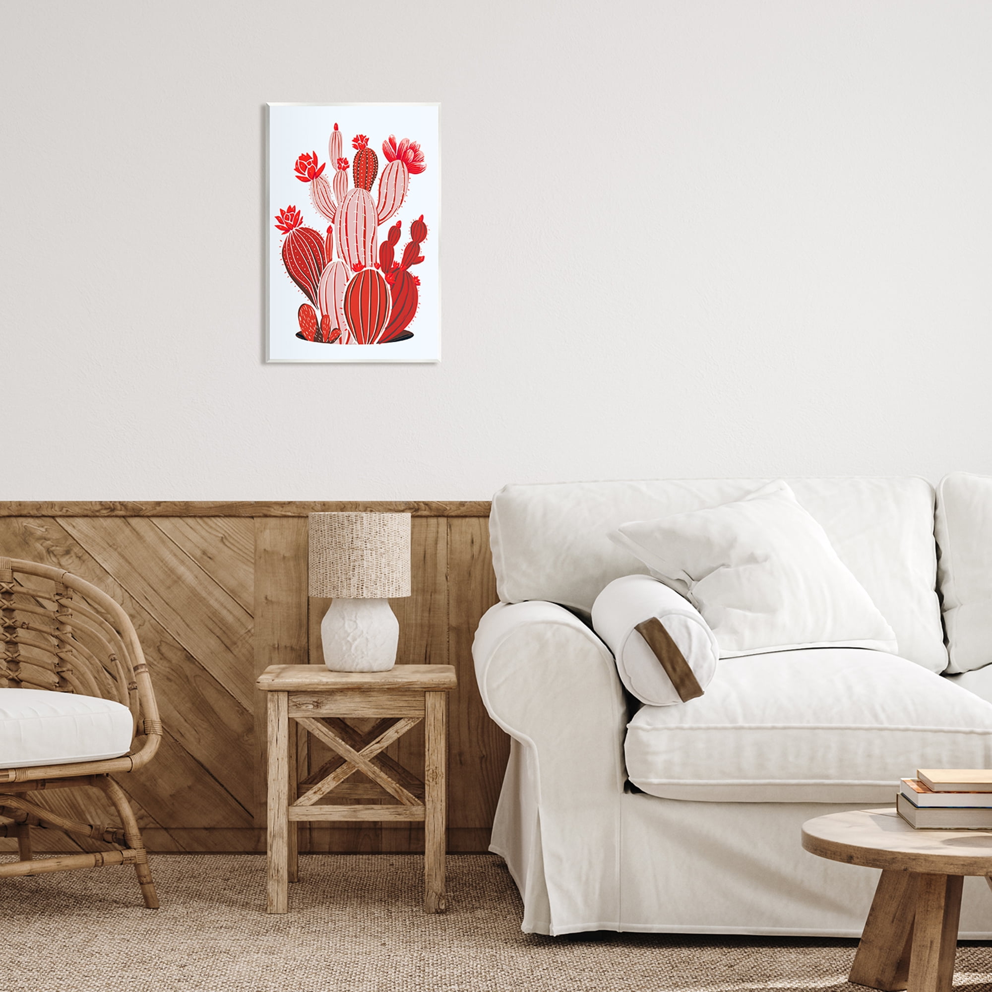 Stupell Industries Red Modern Cactus Plants Botanical & Floral Painting Unframed Art Print Wall Art, 13 x 19