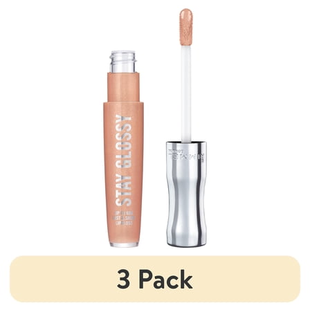 (3 pack) Rimmel Stay Glossy Lip Gloss, Non-Stop Glamour, 0.18 oz