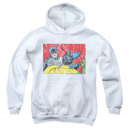 Batman Bat Slap 2 Kids Pull-Over Hoodie (Medium) for Youth Boys and Girls White