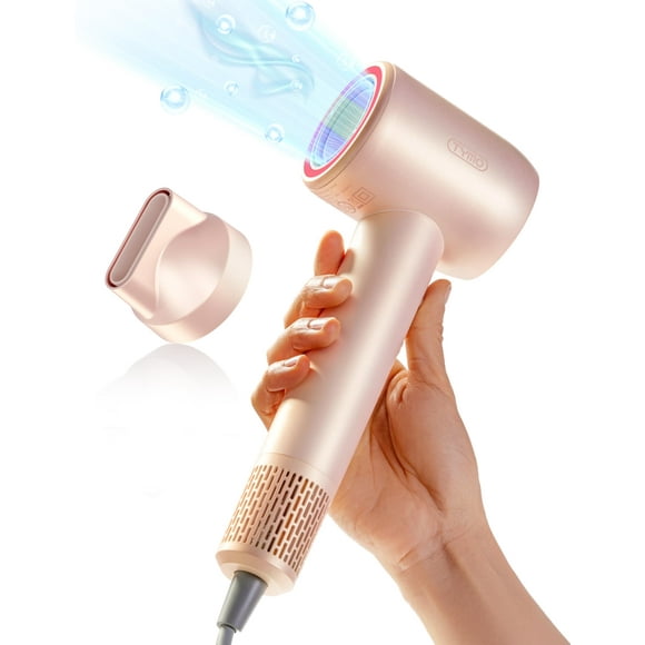 TYMO Ionic Hair Dryer for Women High Speed Travel Blow Dryer for 5X Faster Drying & 0 Damage Professional Portable Quiet Hairdryer with 400M Negative Ions 4 Temps& 2 Speeds 110 000 RPM Gold Blush