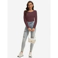 thumbnail image 3 of Womens Crewneck Long Sleeve Casual Basics Fall Solid T-Shirt, 3 of 6